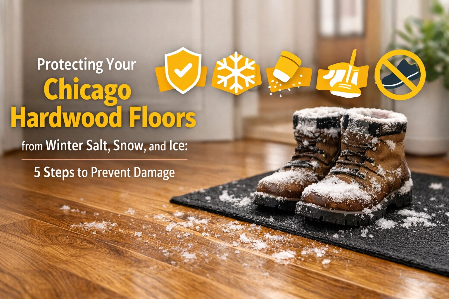 Protecting Your Chicago Hardwood Floors from Winter Salt, Snow, and Ice: 5 Steps to Prevent Damage