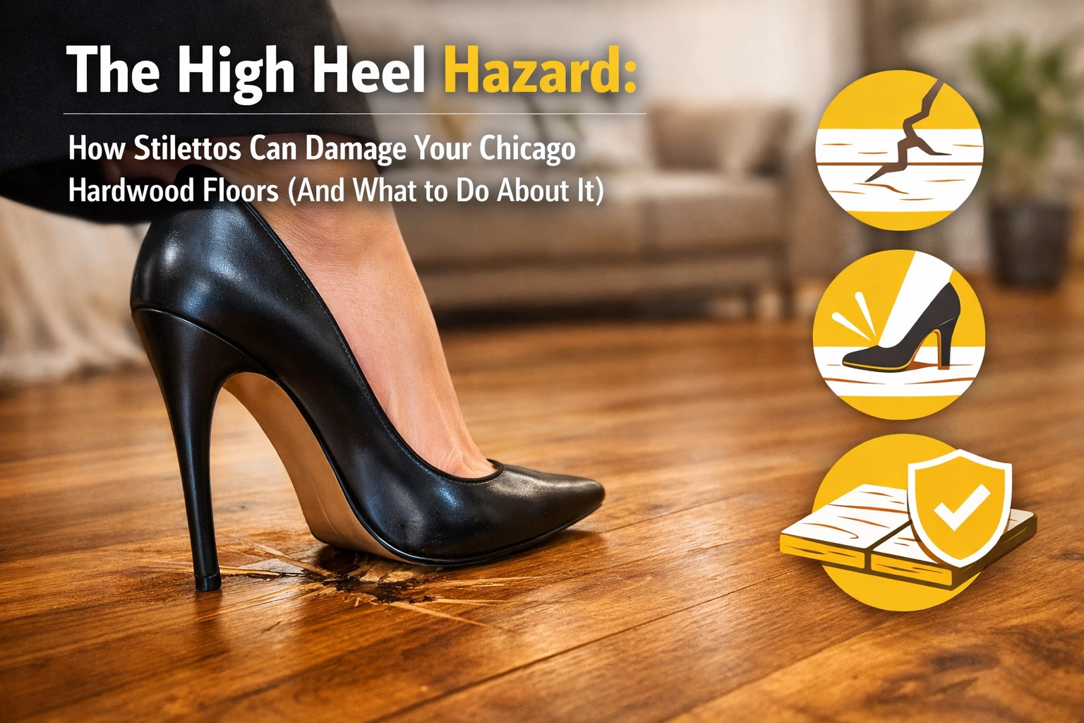 The High Heel Hazard: How Stilettos Can Damage Your Chicago Hardwood Floors (And What to Do About It)